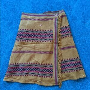 ⭐️Ishka Embroidered Mustard Skirt with Fringe sz s